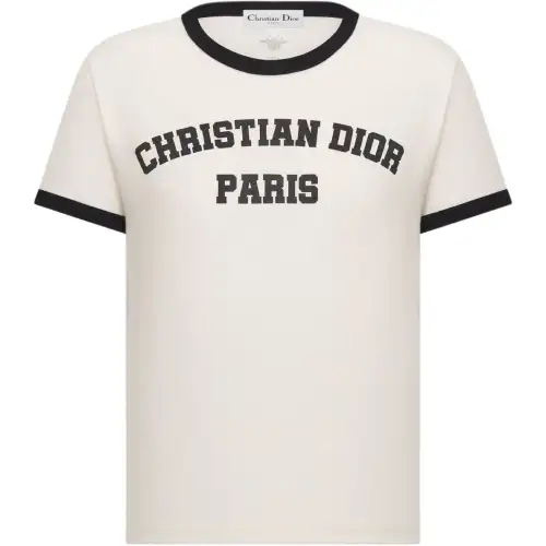 DIOR Cruise Early Spring Collection Logo Letter Print Crew Neck Short-Sleeved T-Shirt Women's White