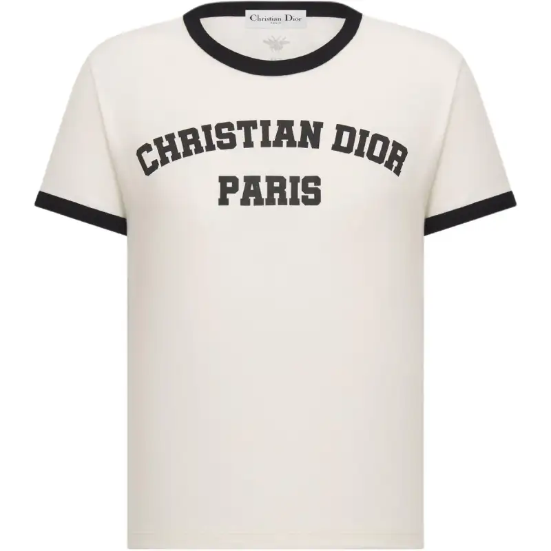 DIOR Cruise Early Spring Collection Logo Letter Print Crew Neck Short-Sleeved T-Shirt Women's White