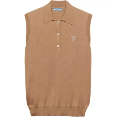 Prada Sleeveless Knitted Polo Shirt
