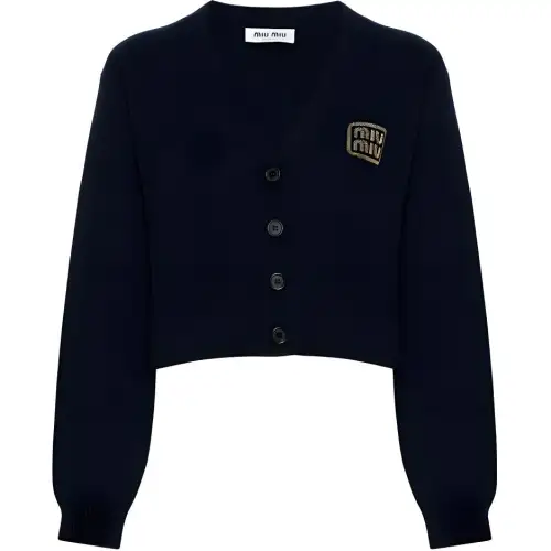 MIU MIU Logo embroidered Cashmere Cardigan