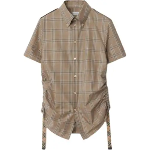 Burberry Checked Drawstring Hem Shirt