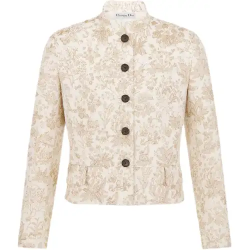 DIOR Cropped Jacket Jackets & Coats Women's White Gold