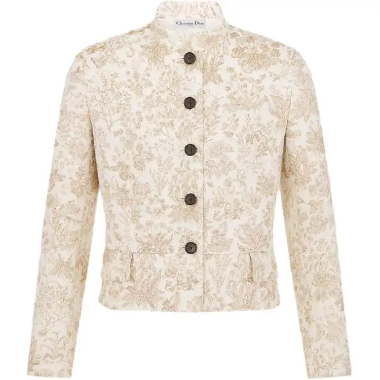 DIOR Cropped Jacket Jackets & Coats Women's White Gold