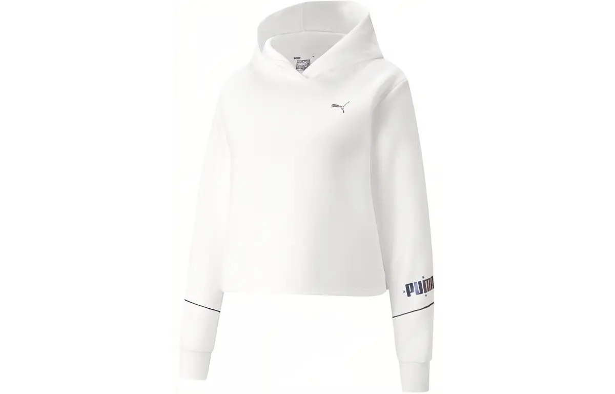PUMA Sweatshirts Women's White Hooded Moderate Regular