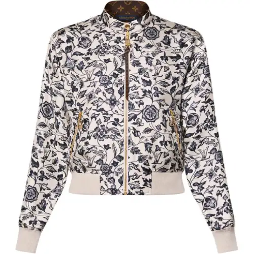 Lv Reversible Botanical Print Bomber Jacket