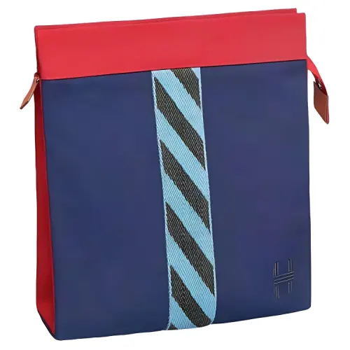 HERMES Minimalist Style Fabric Surface Toiletry Bag Large Women's Blue