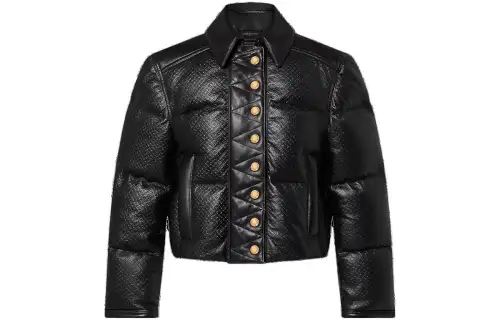 LOUIS VUITTON Monogram Leather Padded Boxy Jacket