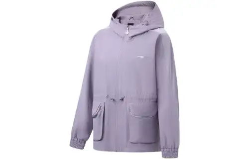 Li Ning Fitness Series Jackets Women's Smoky Gray Mauve Hooded Moderate Other