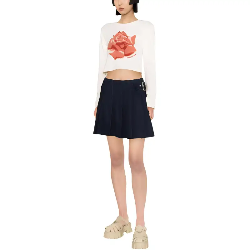KENZO Rose Intarsia-Knit Cropped Jumper