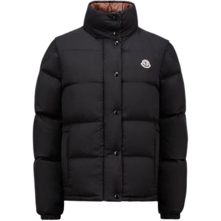 Женский пуховик Moncler Verone (черно-коричневый)