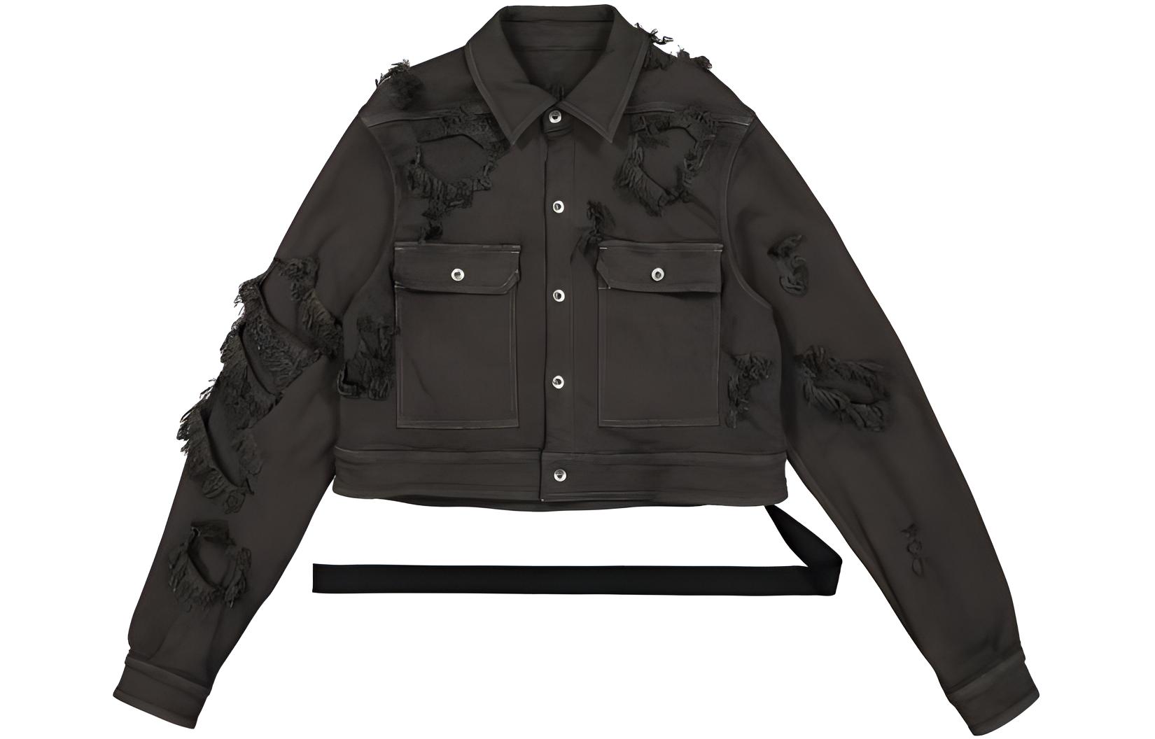 Rick Owens Long Sleeved Distressed Cropped Jacket