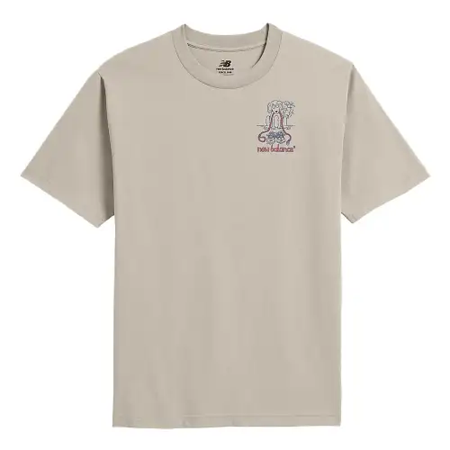 New Balance T Shirts Men's Gray Crew Neck Moderate Straight Fit