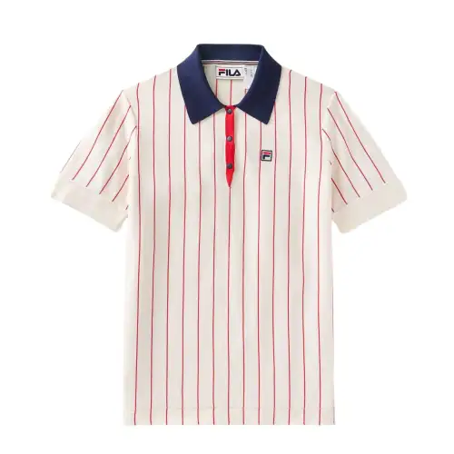 FILA WHITE Line Slippers Polo Shirt Women's Gardenia