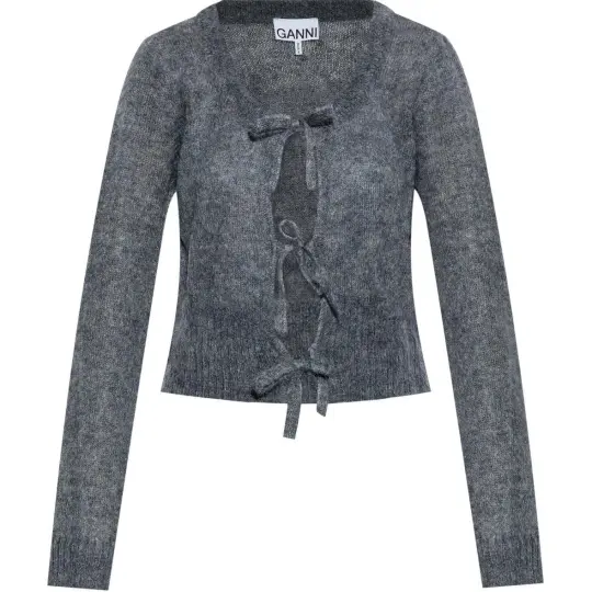 Ganni Tie-Fastening Knit Cardigan