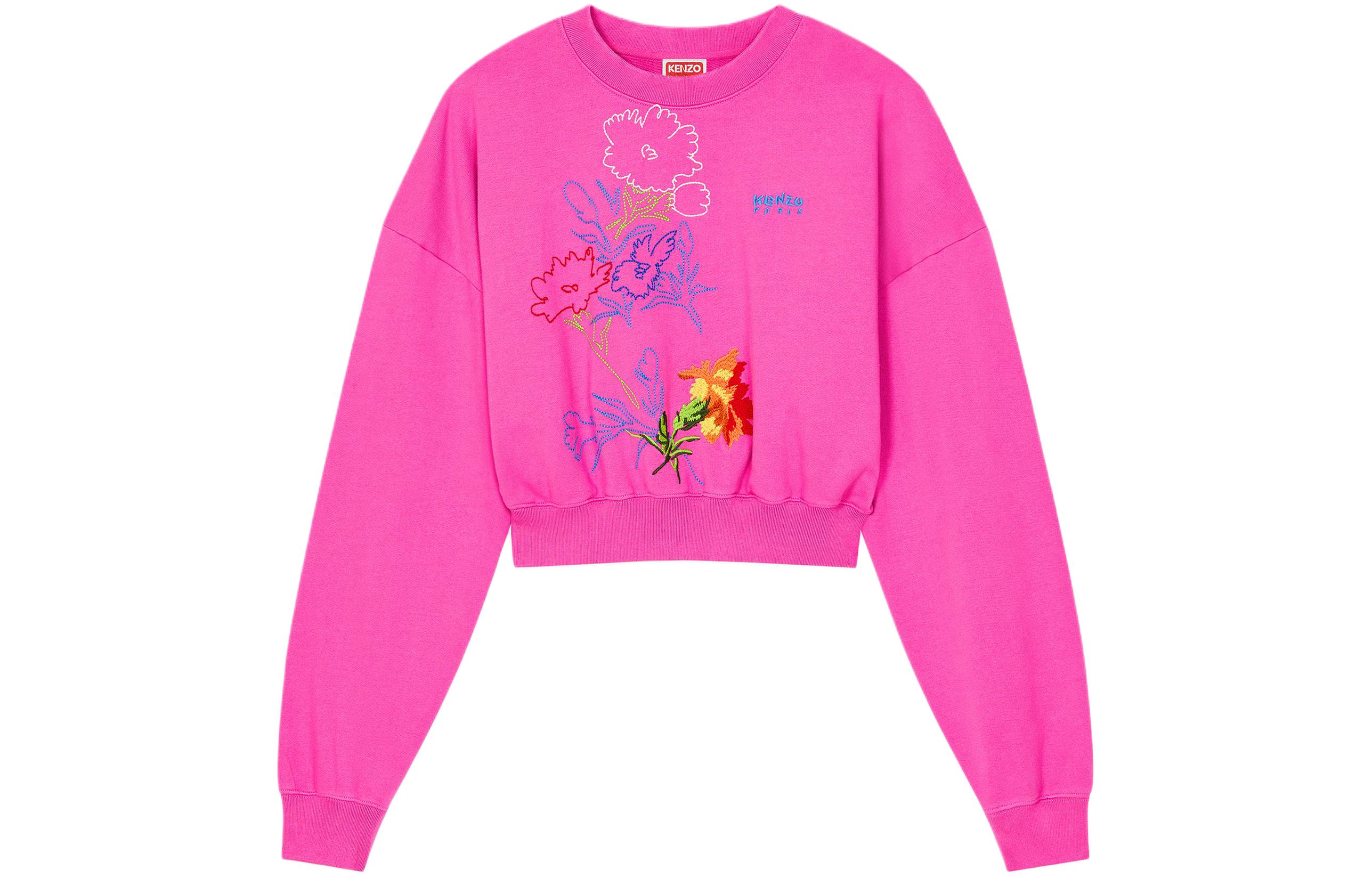 KENZO Drawn Flowers' Embroidered Sweatshirt Women's Pink