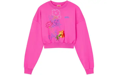 KENZO Drawn Flowers' Embroidered Sweatshirt Women's Pink
