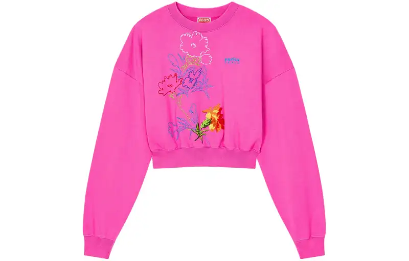 KENZO Drawn Flowers' Embroidered Sweatshirt Women's Pink