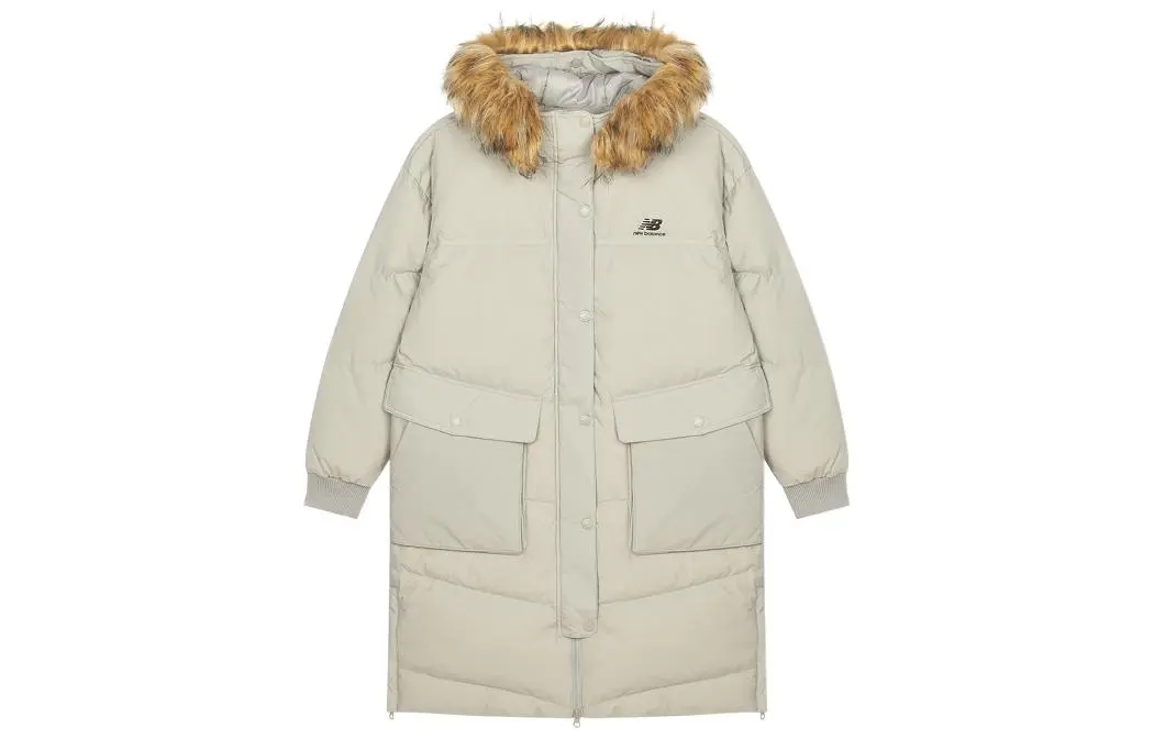 New Balance Down Jackets Women's Beige Hooded Moderate Other