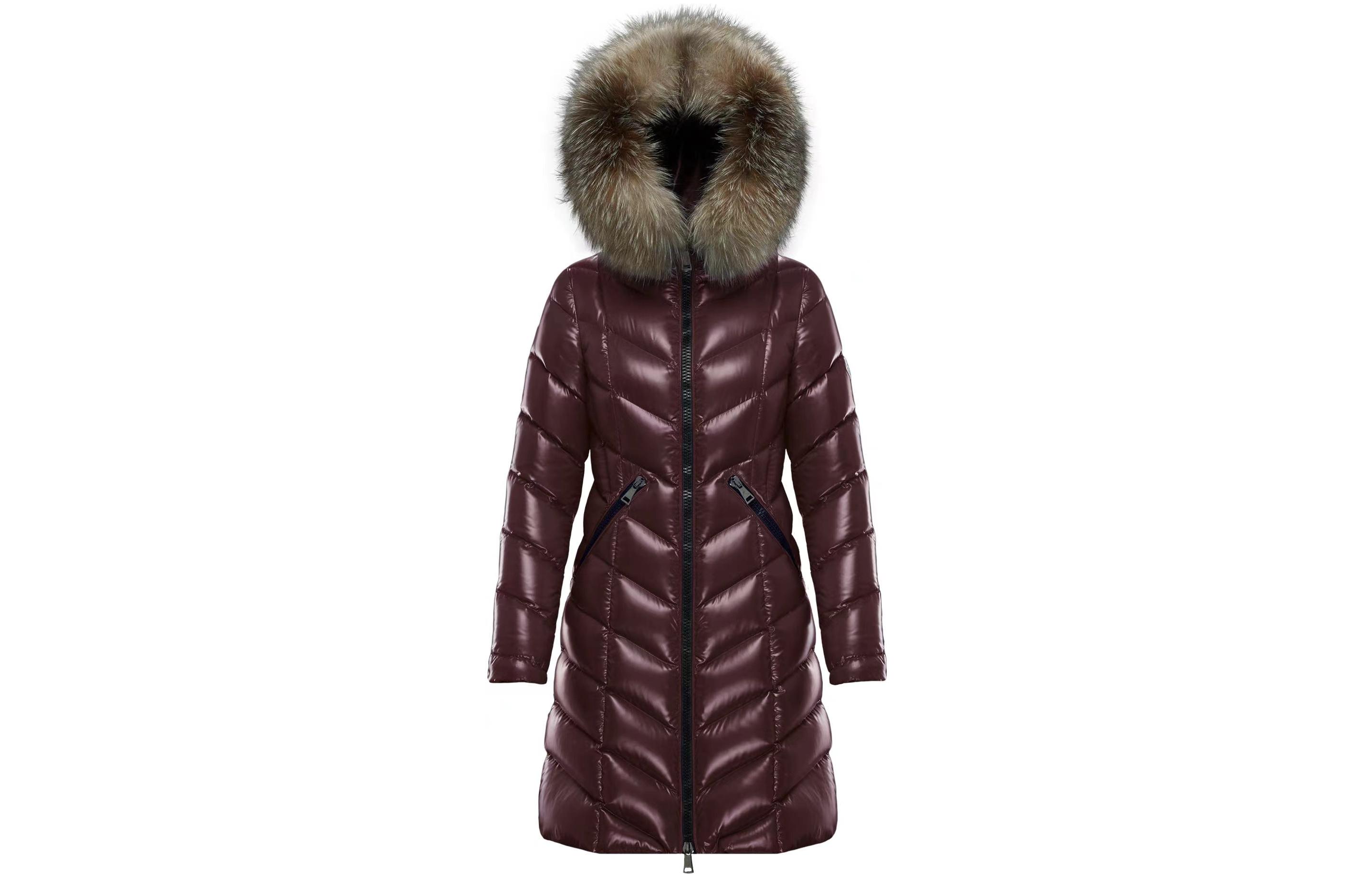 Женское пальто Moncler (бордовое)