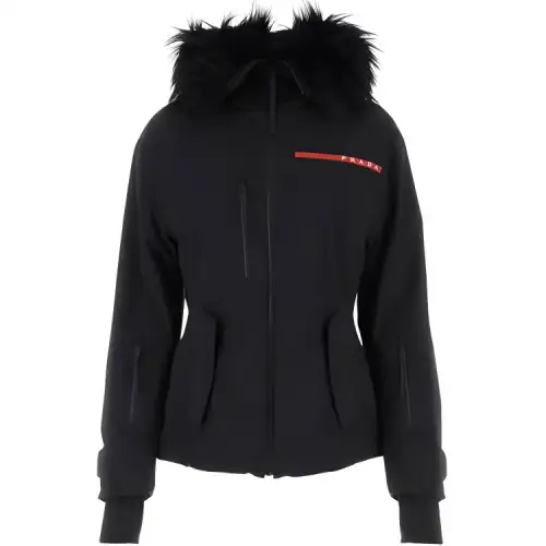 PRADA Logo Patch Zipped Hooded Jacket