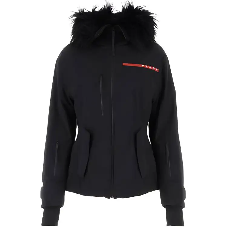 PRADA Logo Patch Zipped Hooded Jacket