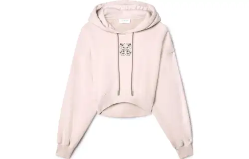 OFF WHITE Bling Leaves Arrow Cropped Hoodie