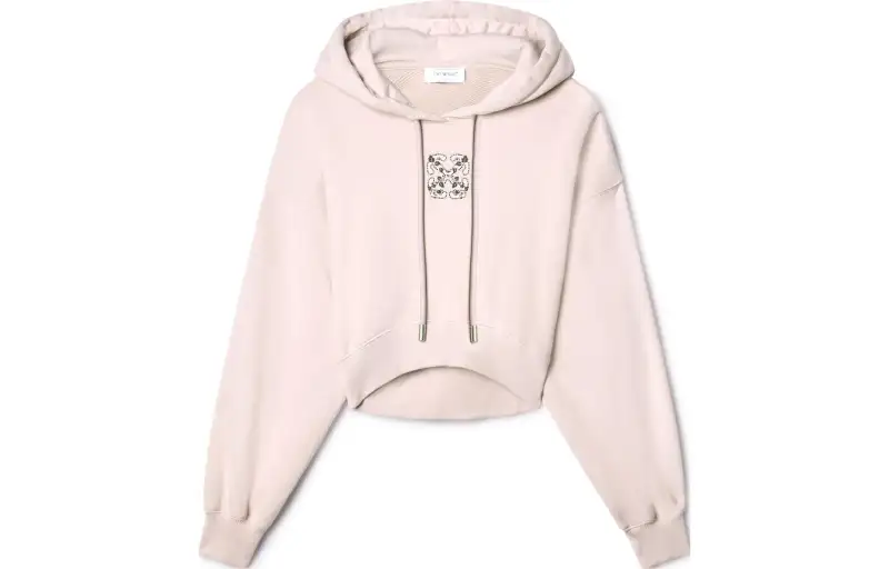 OFF WHITE Bling Leaves Arrow Cropped Hoodie
