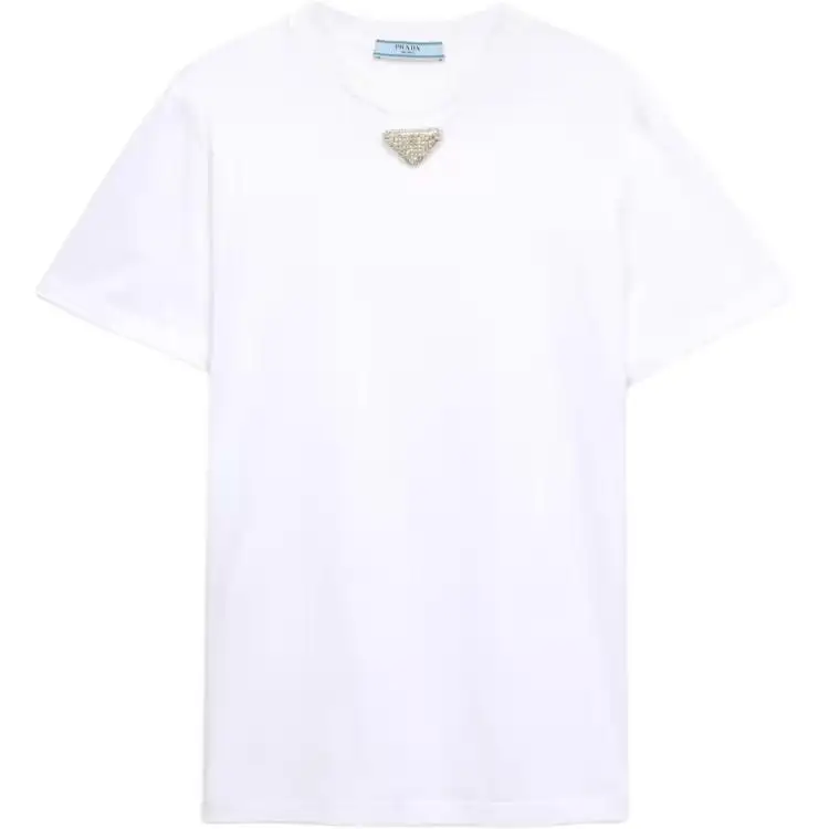 PRADA T Shirts Women's White Crew Neck Moderate Straight Fit
