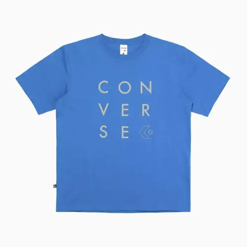Converse T Shirts Men's Blue Crew Neck Moderate