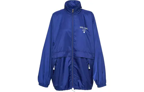 PRADA Jackets Women's Cornflower Blue Stand Collar Moderate Other