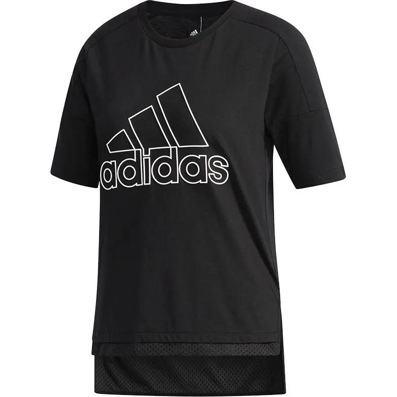 Adidas T-Shirts Women's Black Crew Neck Moderate Straight Fit