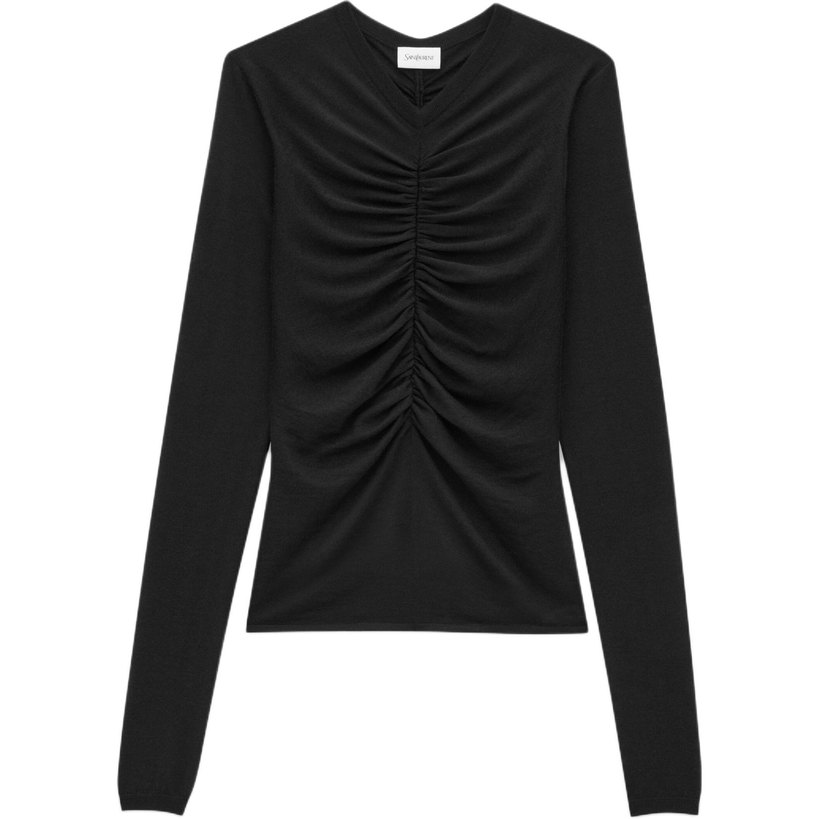 SAINT LAURENT V-Neck Ruched Jumper