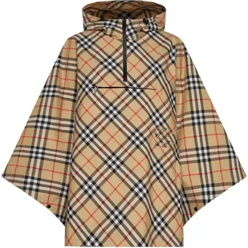 Burberry Checked Hooded Half Zipped Cape