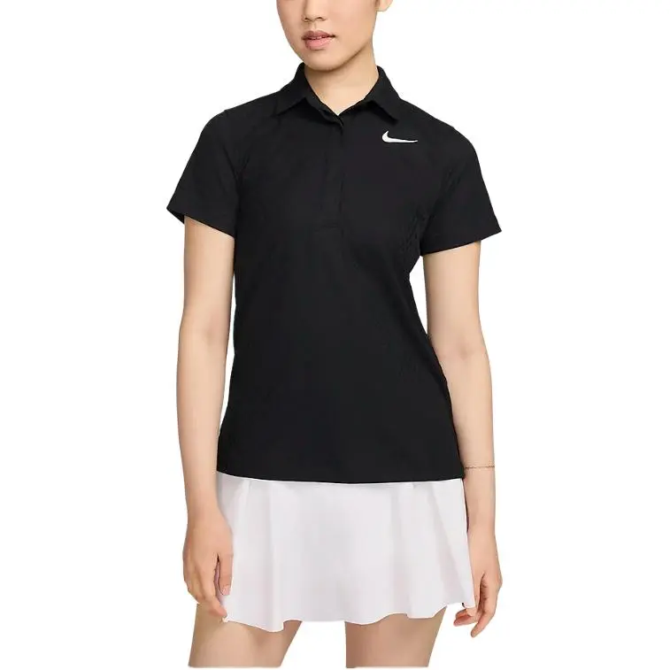 Nike Polo Shirts Women's Black Polo Collar Moderate Straight Fit