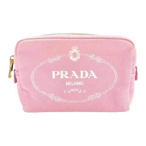 PRADA Canvas Bag Makeup Bag Toiletry Bag Women's Pink