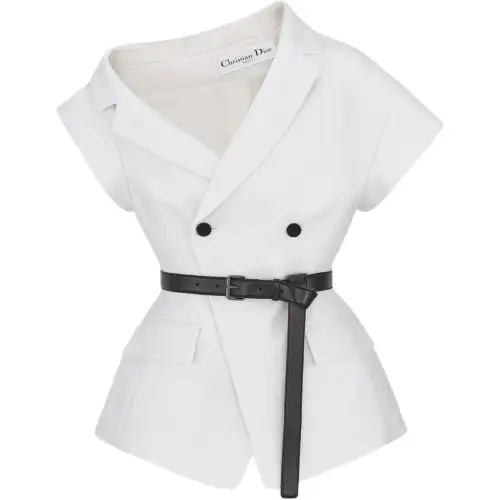 Christian DIOR Asymmetric Short Sleeved Belted Jacket