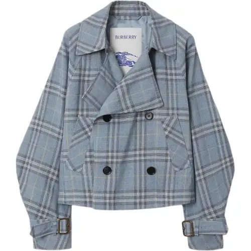 Burberry Double Breasted Checked Trench Jacket