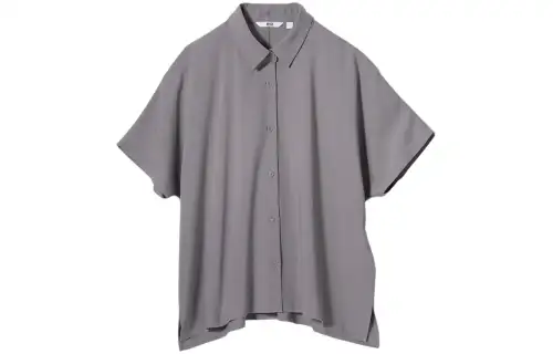 UNIQLO Shirts Women's Sky Gray Pointed Collar Moderate Other