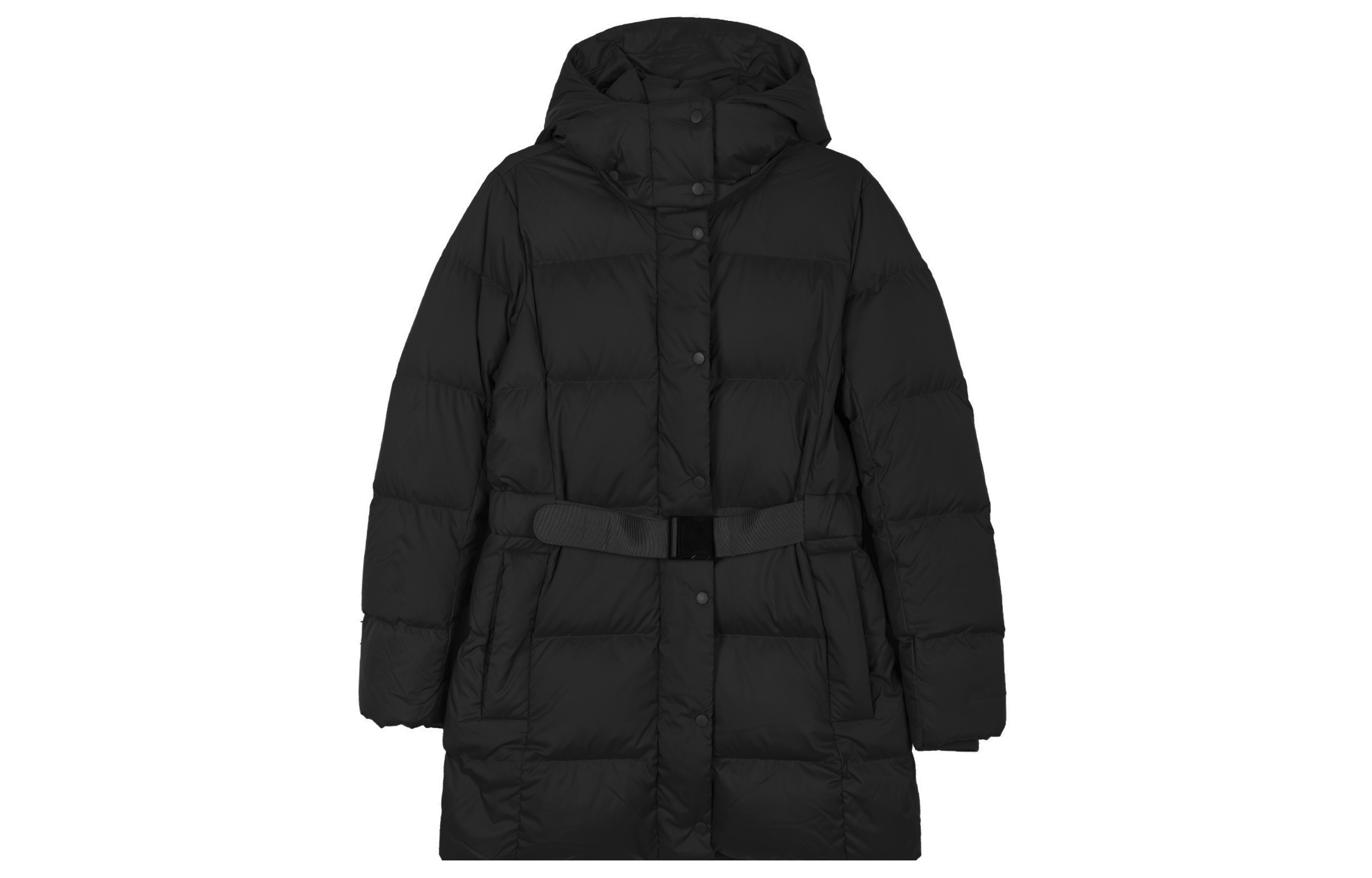 Lululemon Wunder Puff Series SoftMatte™ fabric 600-puff goose down solid color casual waist hooded six-lattice mid-length down jacket for women