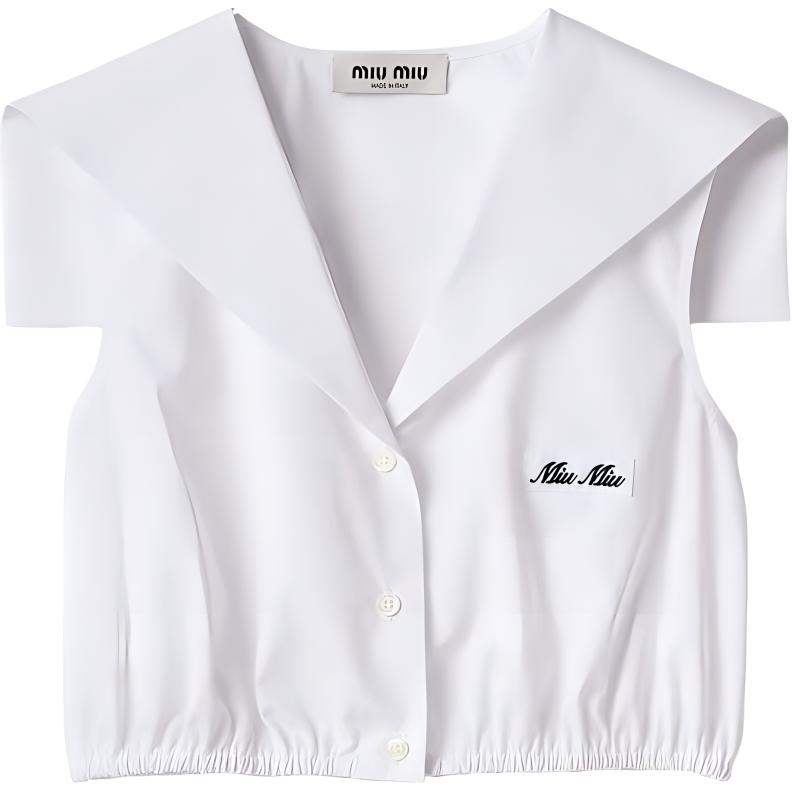 MIU MIU Short white shirt sleevless, with your logo imprint, print