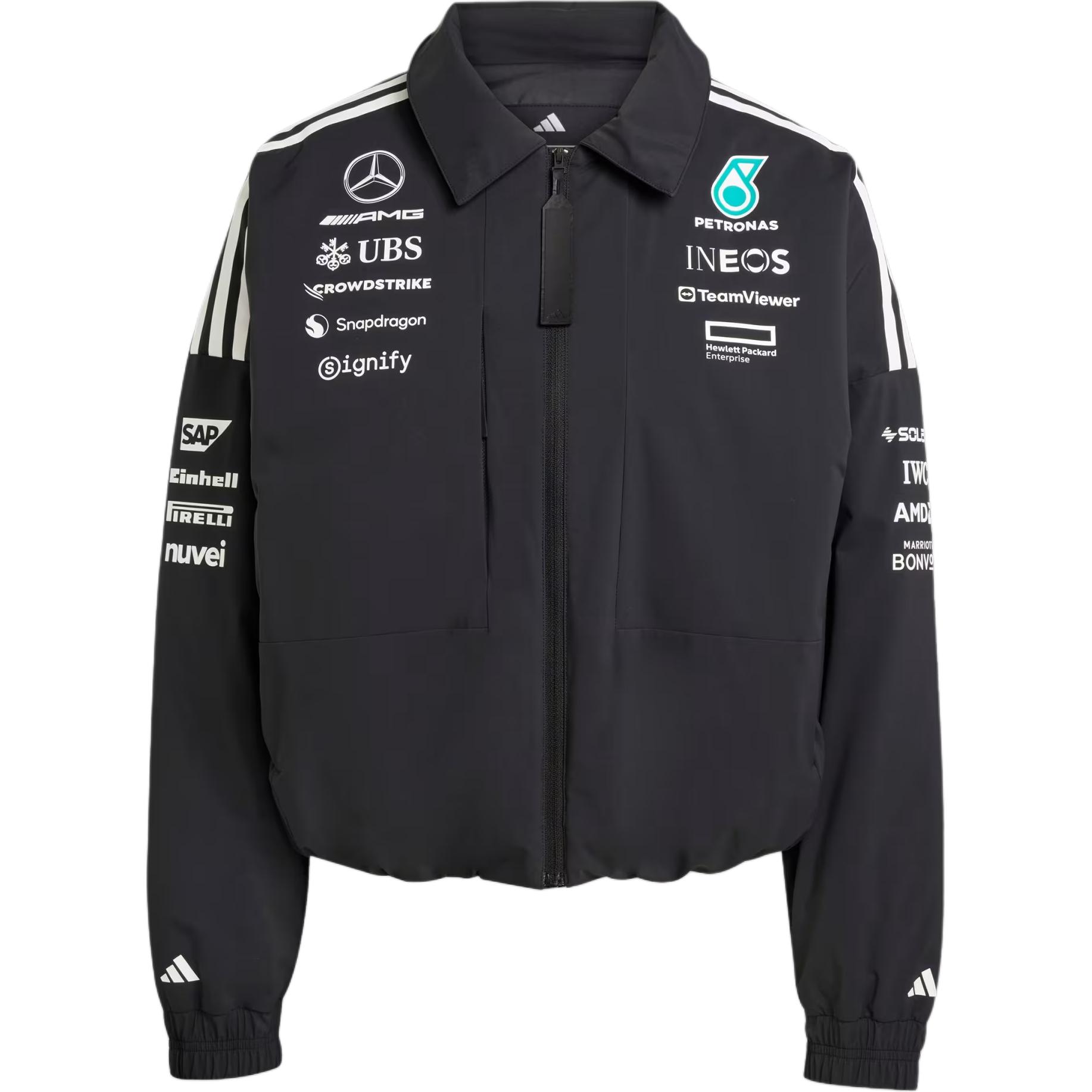 Женская куртка adidas × MERCEDES-AMG PETRONAS F1 (черно-белая)