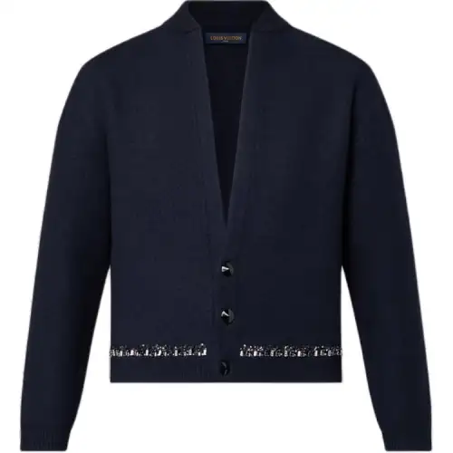 LOUIS VUITTON Beaded Trim Knit Cardigan