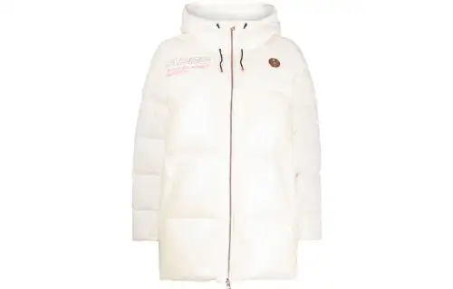 A BATHING APE Down Jackets Women's White Hooded Moderate Quilted Down Jacket