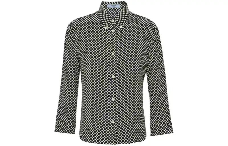 PRADA Shirts Women's Black Pointed Collar Moderate Shirt