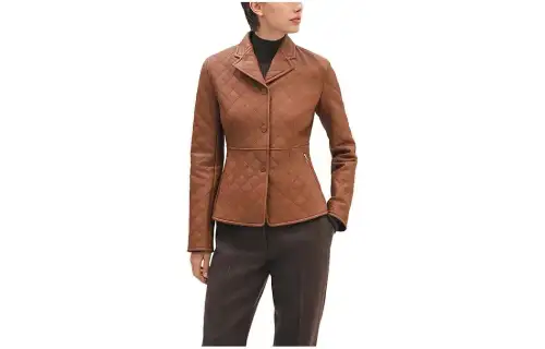 HERMES Jackets Women's Brown Lapel Moderate Other