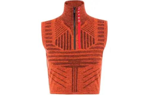 PRADA Knitwear Women's Orange Stand Collar Moderate Other
