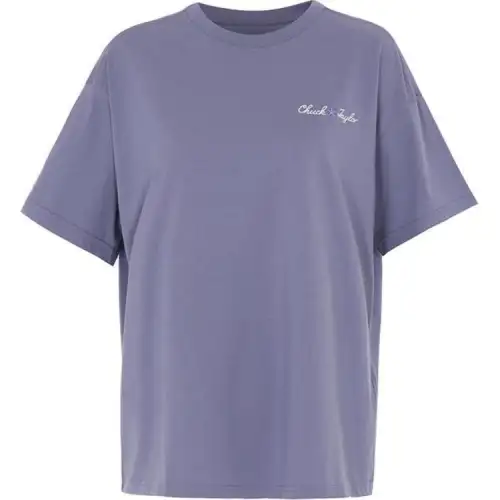 Converse Drop Shoulder Sleeve T Shirt Women's Blue Purple