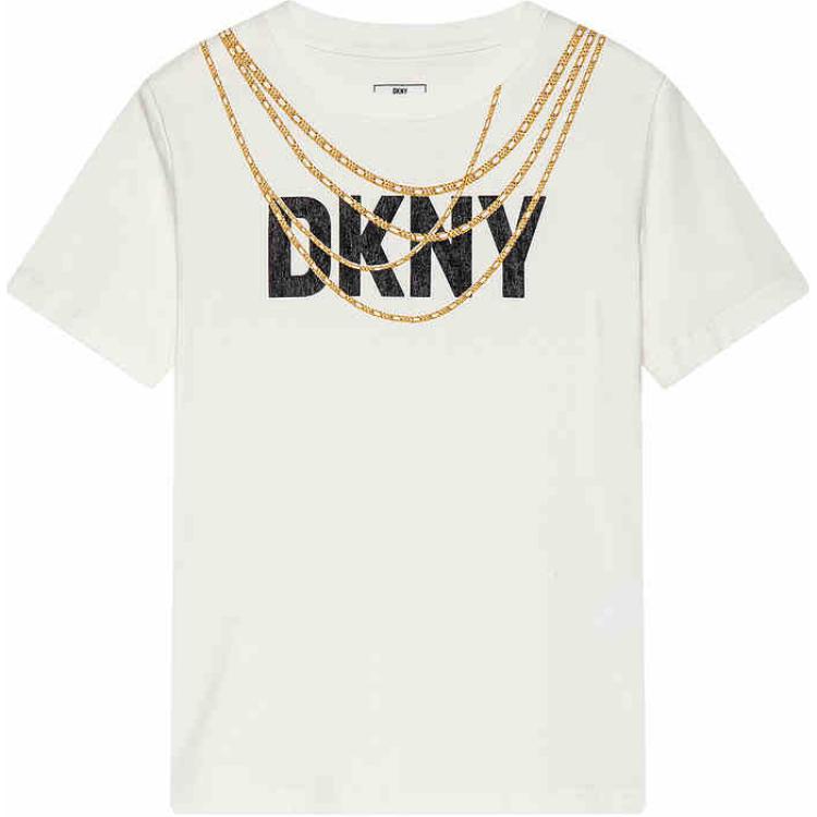 DKNY Слово мать круглый воротник Петух короткий рукав Футболка женский белый