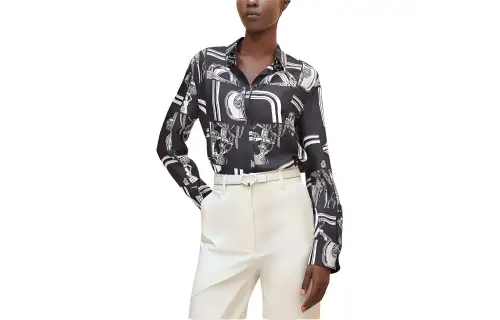 HERMES Shirt Women's Black Blue