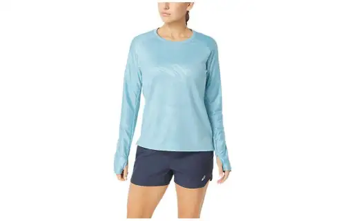 ASICS Shirts Women's Blue Crew Neck Moderate Other
